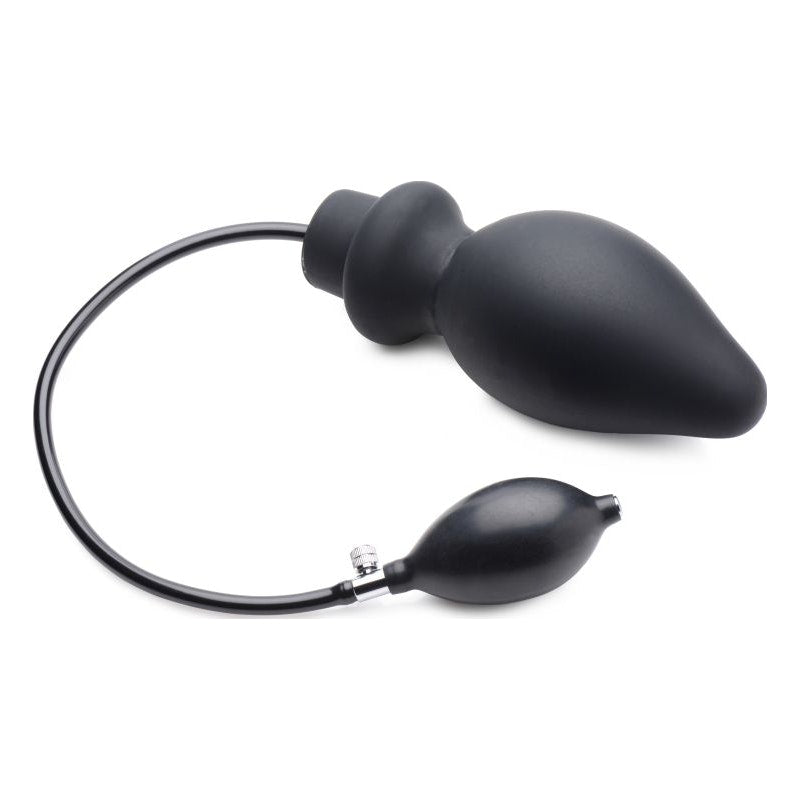 Master Series Ass Pand Large Inflatable Silicone Plug, Black
