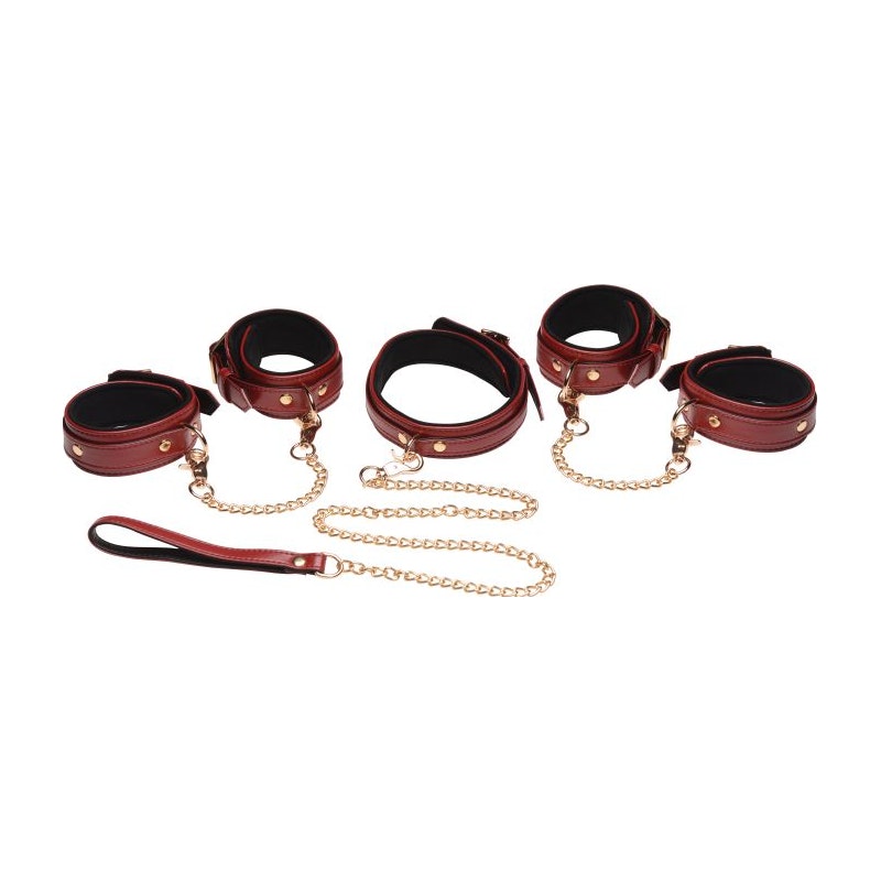 Master Series 6-Piece Bondage Set, Burgundy