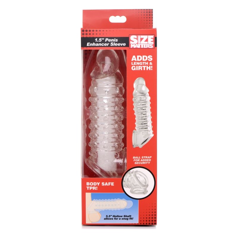 Size Matters Penis Enhancer Sleeve, 1.5" (3.8cm), Clear