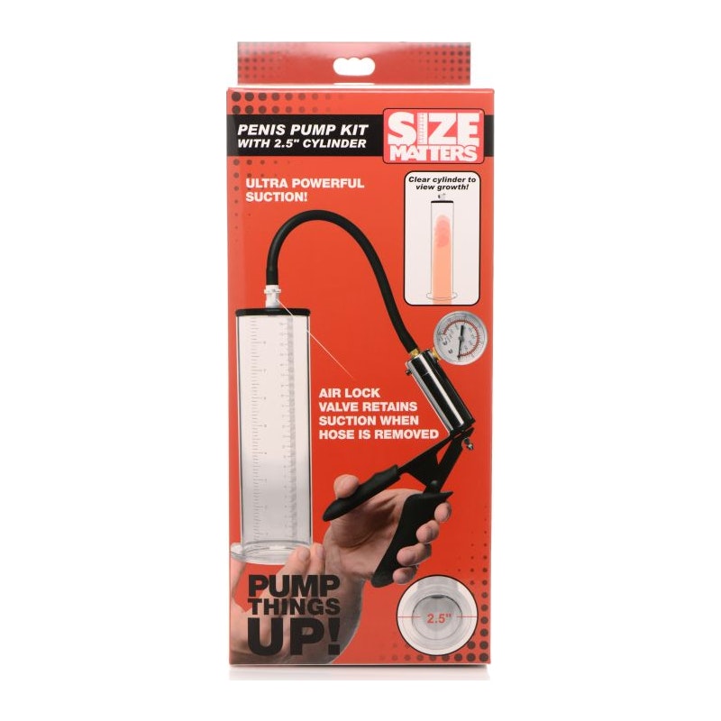 Size Matters Penis Pump Kit with 2.5" Cylinder, Clear