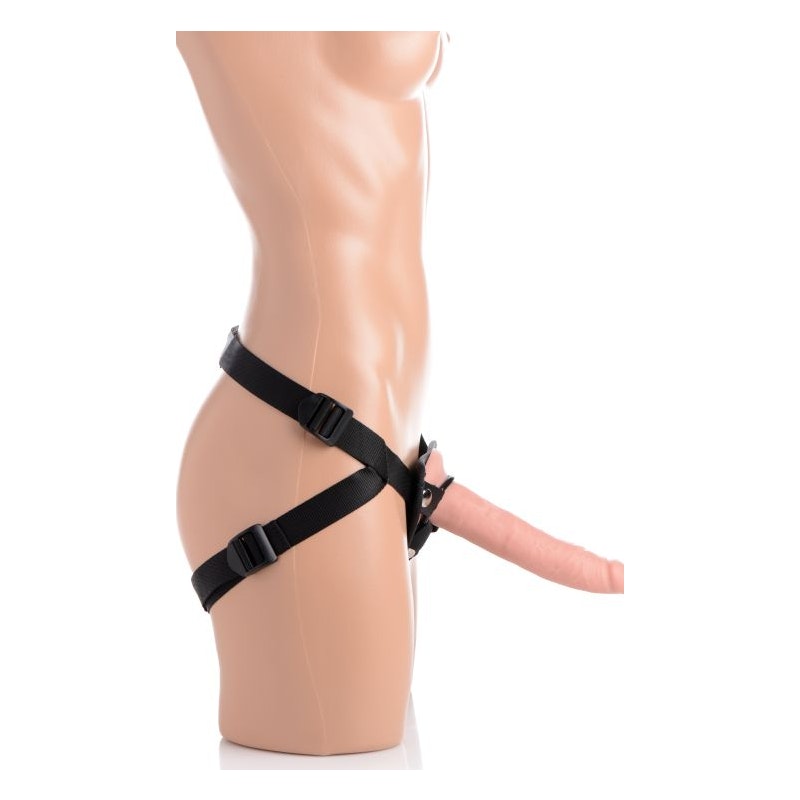 Charmed 7.5" Silicone Dildo w Harness, Flesh