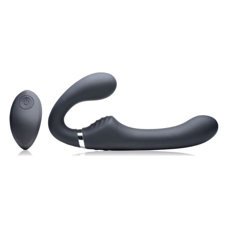 Strap U Mighty Rider 10X Strapless 8.4" Strap-On with Remote, Black