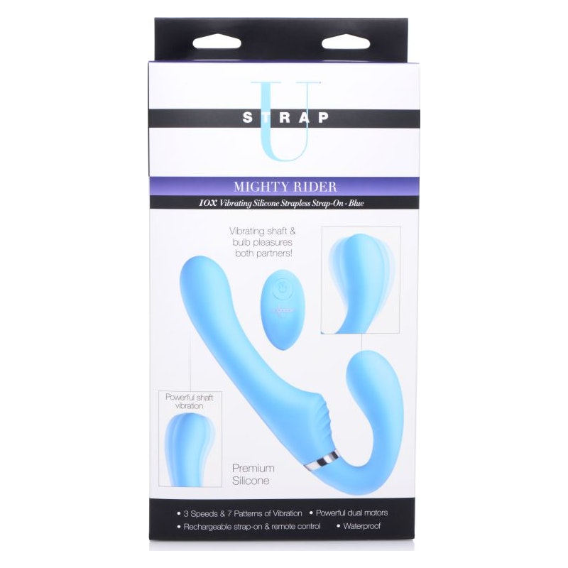 Mighty Rider 10X Strapless Strap-On Blue w Remote