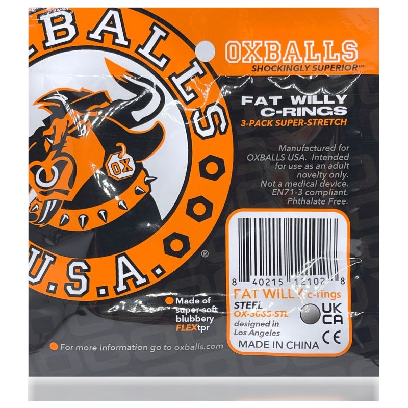 OxBalls Fat Willy Jumbo Cockrings 3-Pack, Orange