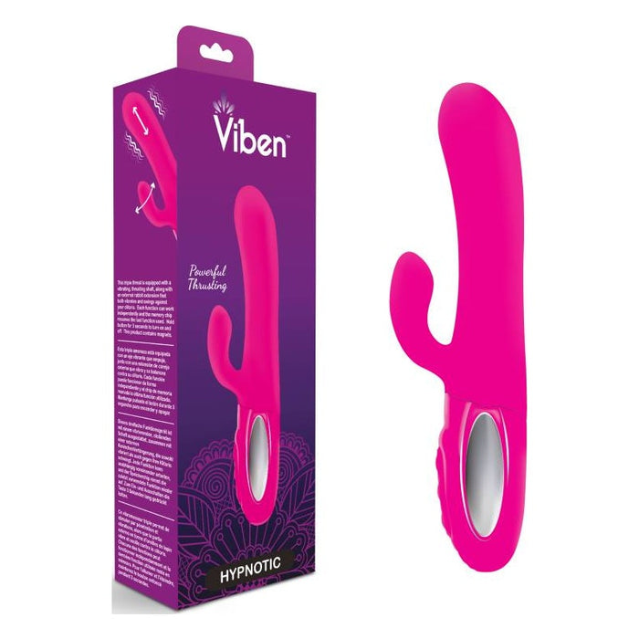 Viben Hypnotic Thrusting Rabbit Vibe w Swinging Clit Stim Hot Pink