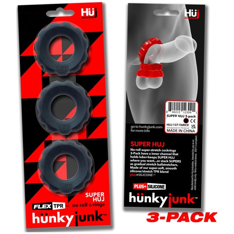 Super Hunkyjunk Cockrings 3-pack, Tar Ice