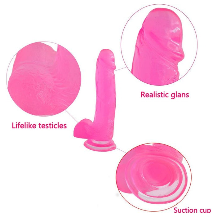 Lovetoy Jelly Studs Crystal Dildo, Large (8in/20cm), Pink