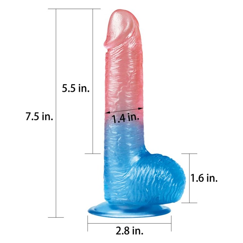 Lovetoy Dazzle Studs Dildo, 7.5in (19cm), Pink/Blue