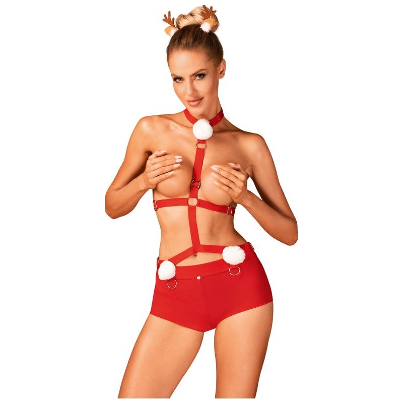 Ms Reindy 3 Pc Set Red - Obsessive Lingerie