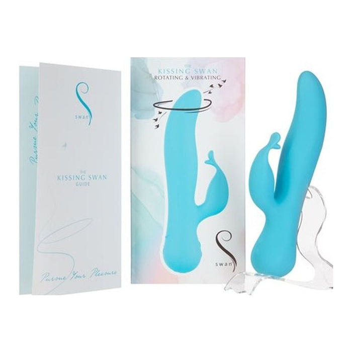 Kissing Swan Rabbit Rechargeable Vibrator Blue