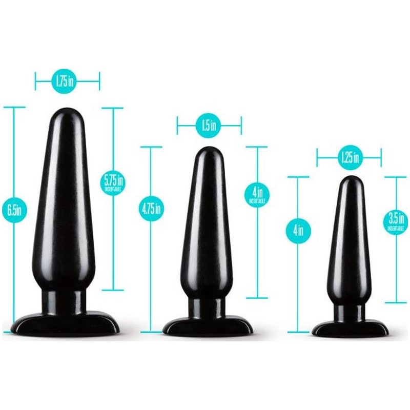 Anal Adventures 3Pc Basic Plug Kit Black