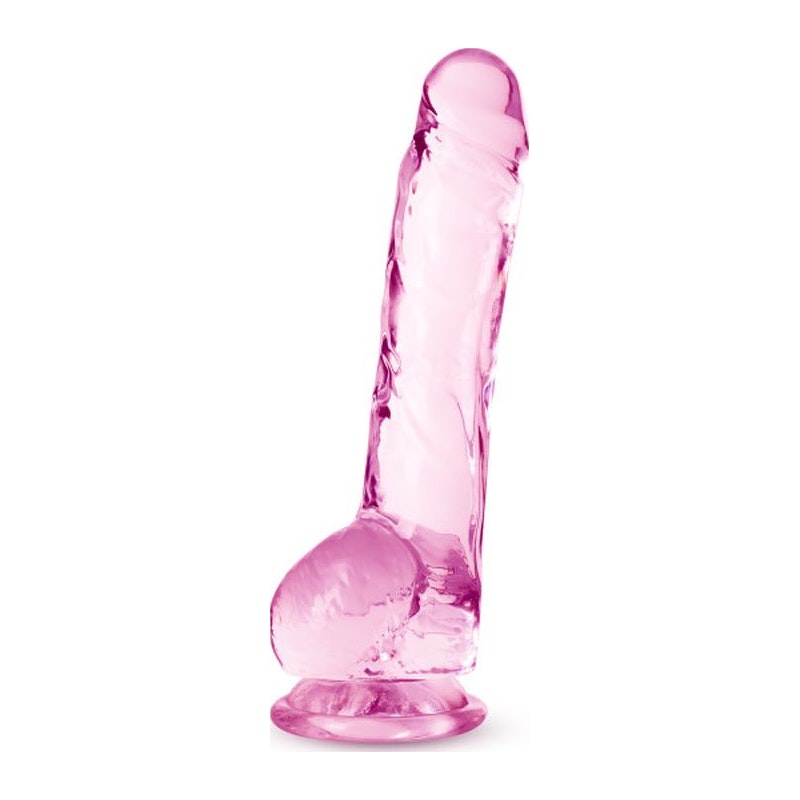 Naturally Yours  Crystaline Dildo, 8"/20cm, Rose Pink