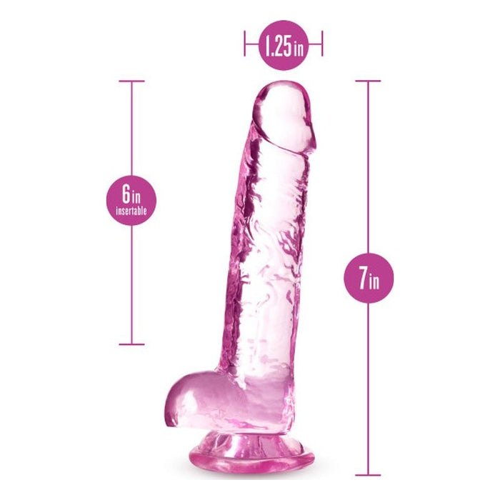 Naturally Yours 7" Crystaline Dildo Rose