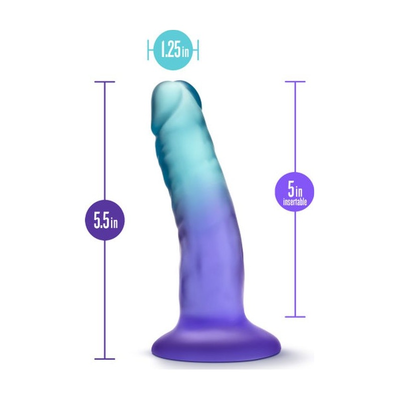 B Yours Morning Dew Dildo, 5"/13cm, Sapphire Blue