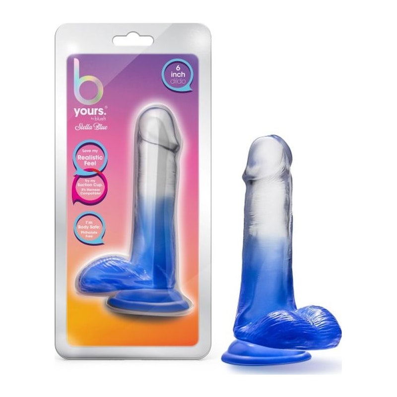 B Yours Morning Dew Dildo, 6in/15cm, Stella Blue