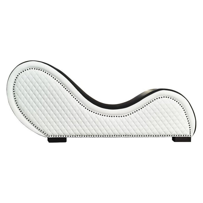 Kama Sutra Chaise Love Lounge, Studded and Quilted, 2 Tone Black/White