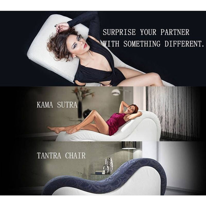 Kama Sutra Chaise Love Lounge, Studded and Quilted, 2 Tone Black/White