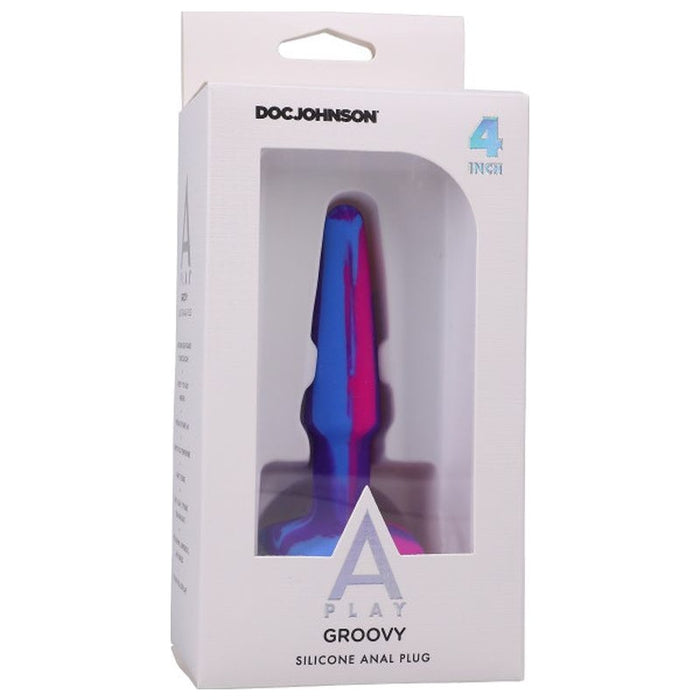 A-Play Groovy Silicone Anal Plug 4"/10cm, Berry