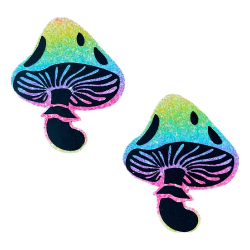 Neva Nude Rainbow Blacklight Glitter Toadstool Pasties, Mixed