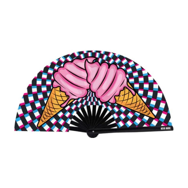 Neva Nude Ice Scream You Scream Blacklight Folding Fan, Mixed