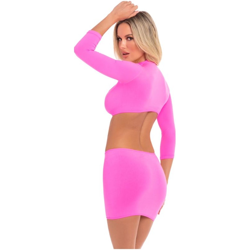 Pink Lipstick Stop and Stare 2-piece skirt set, Black/Red/Pink, S/M, M/L