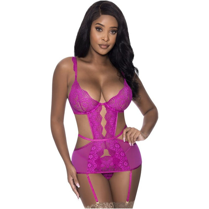 Cutout Dress and G-String Set, Rasperry, S/M, M/L - Exposed