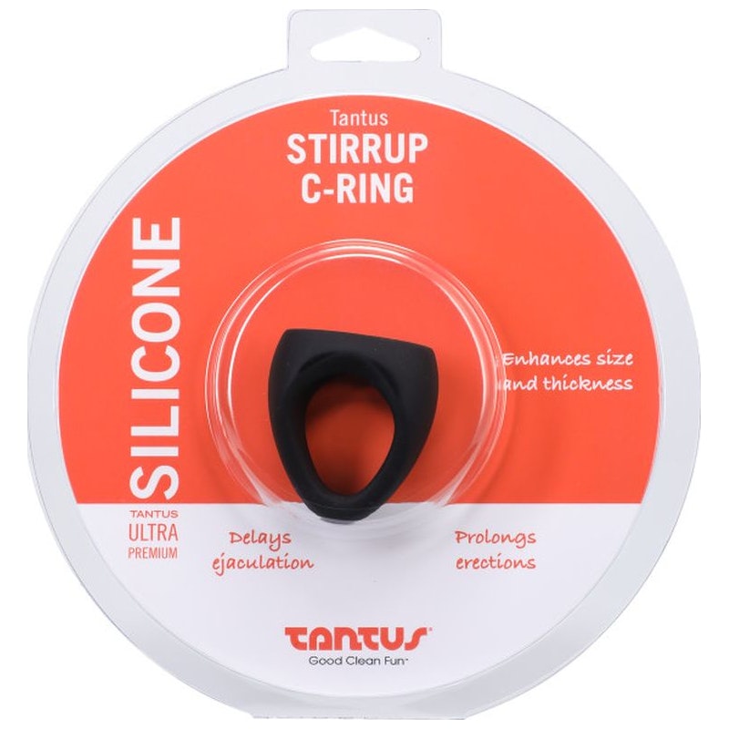 Tantus Stirrup Silicone Cock Ring, 35mm, Onyx