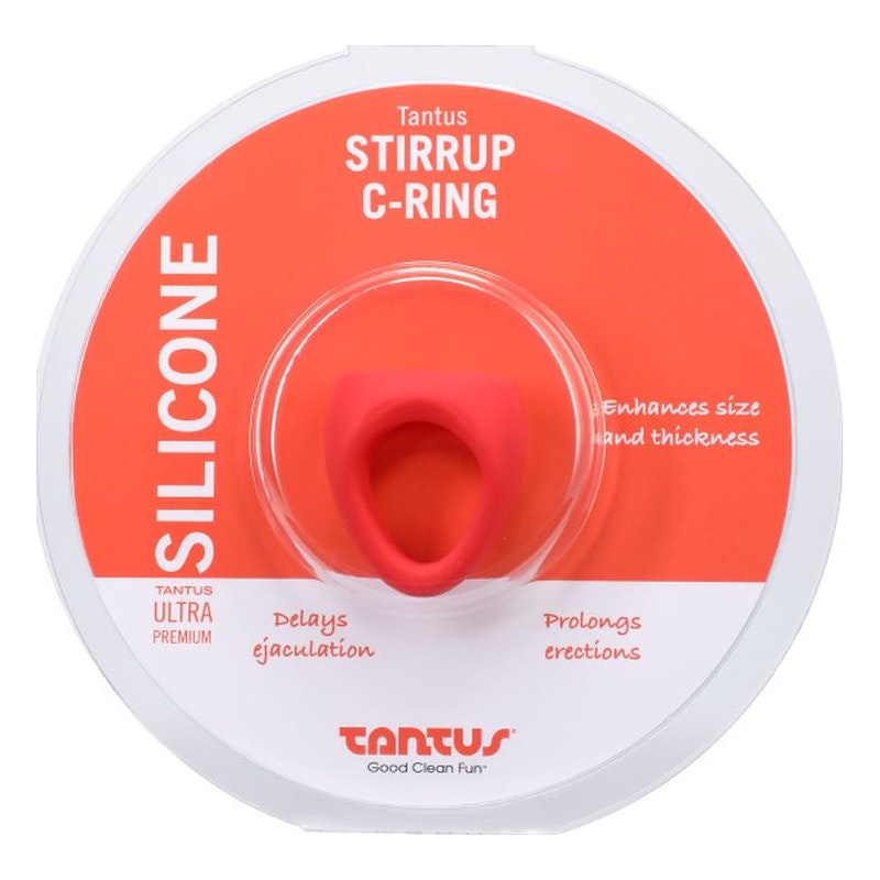 Tantus Stirrup Silicone Cock Ring, 35mm, Crimson
