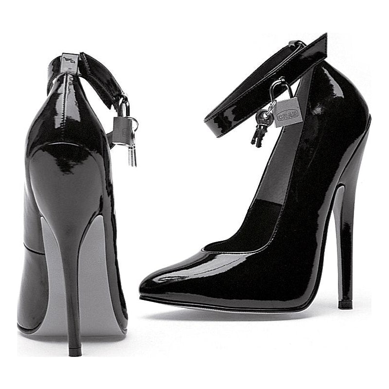 Ellie Shoes Fetish Pump with Lock and Key, 6", Black