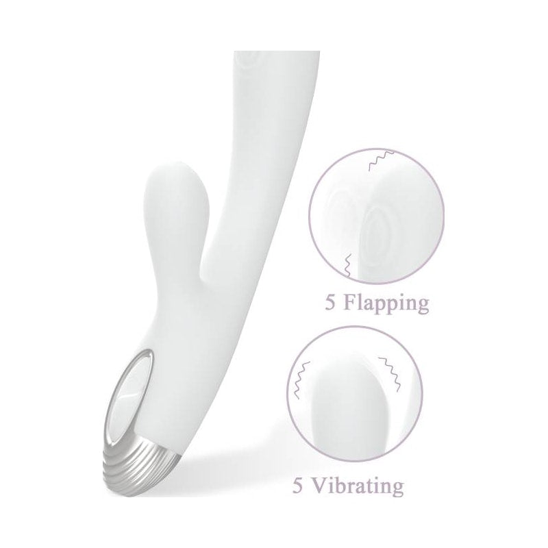 Drywell Pada Rabbit and G-Spot Pulsing Vibrator, 21.6cm, White