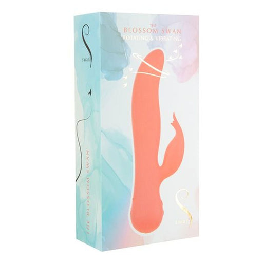 Packaging for Blossom Swan Rechargeable Rabbit Vibrator Peach 21cm