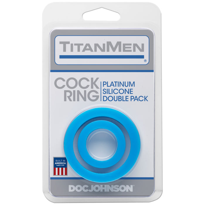 TitanMen Silicone Cock Rings Double Pack Blue