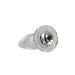 Angled view of Pillow Talk Fancy Luxurious Glass Anal Plug with Clear Gem