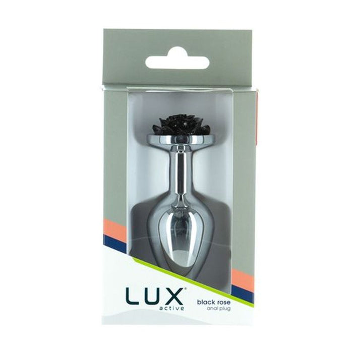 LUX Active Black Rose 3in/7.6cm Metal Butt Plug