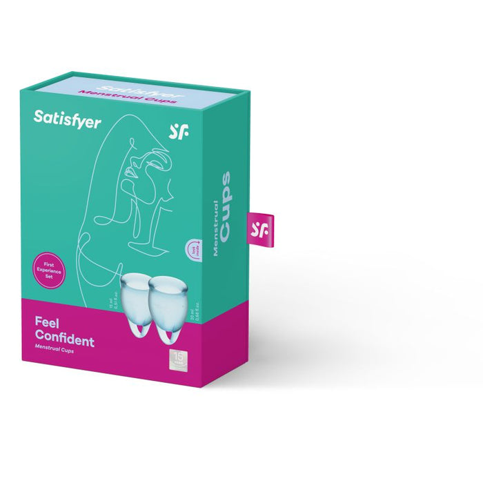 Satisfyer Feel Confident Menstrual Cup, Light Blue (2-pack)
