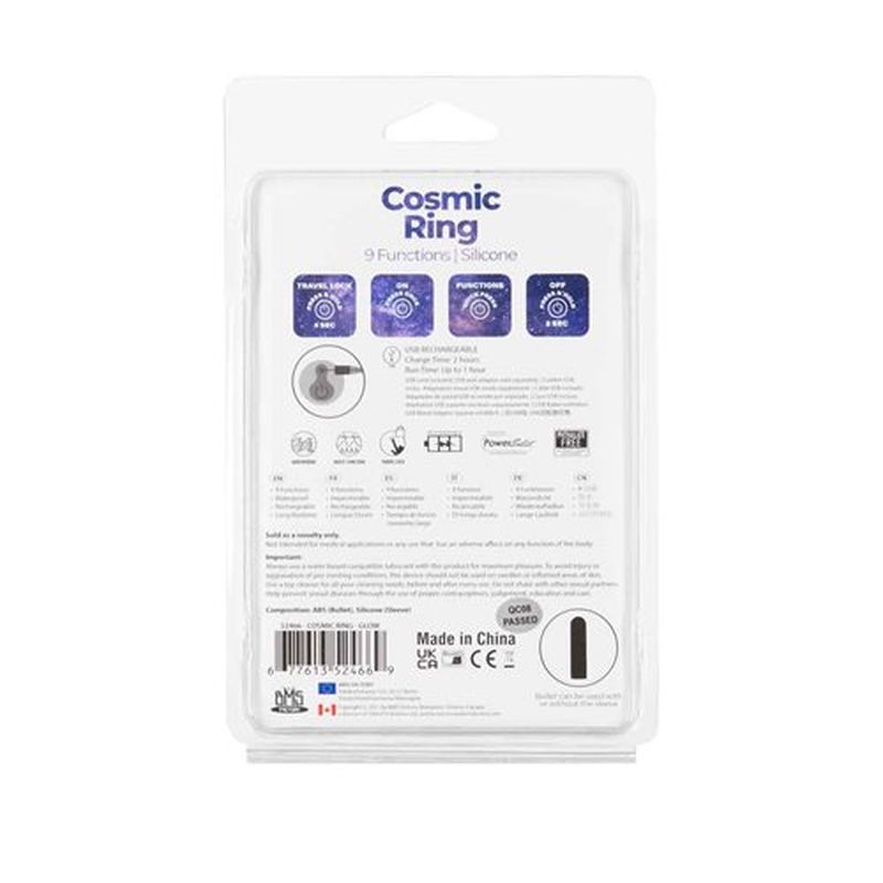 PowerBullet Cosmic Cock Ring with Bullet, Glow in the Dark