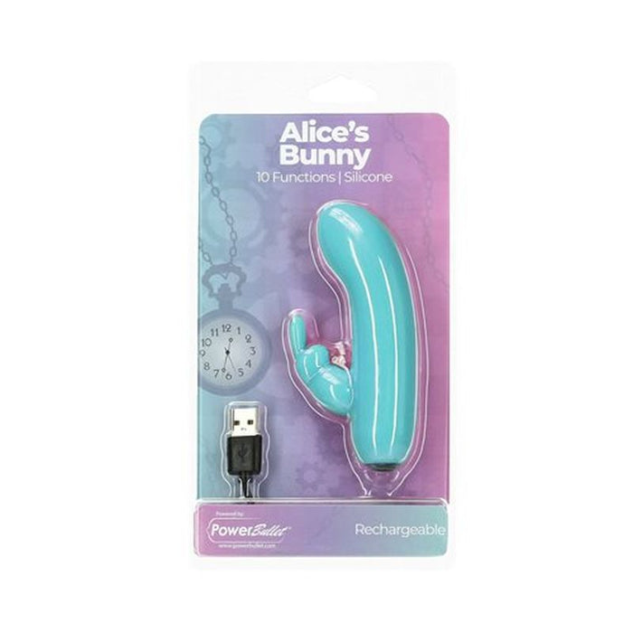 Alices Bunny Rechargeable Bullet w Rabbit Sleeve Teal