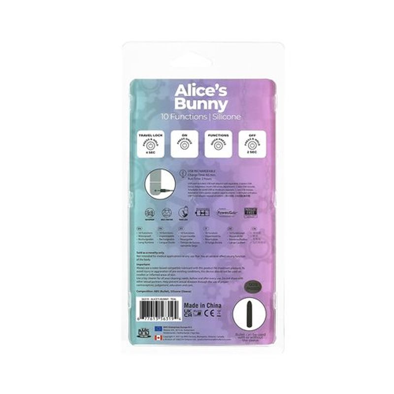 Alice's Bunny Rechargeable Bullet w Rabbit Sleeve, Teal