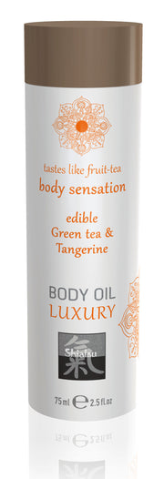 Shiatsu Edible Luxury Body Oil, Green Tea and Tangerine, 75ml