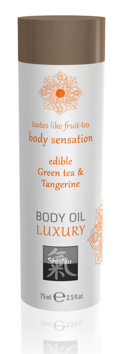 Shiatsu Edible Luxury Body Oil, Green Tea and Tangerine, 75ml