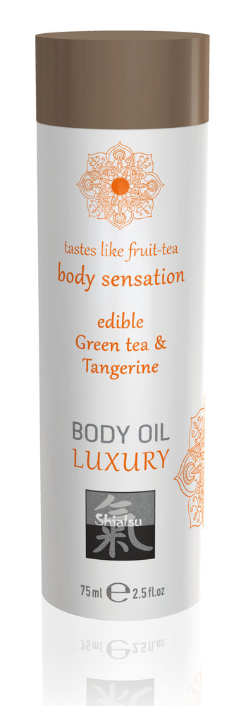 Shiatsu Edible Luxury Body Oil, Green Tea and Tangerine, 75ml