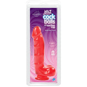Jelly Jewels Cock And Balls With Suction Cup, 6"/15cm, Ruby