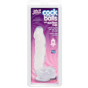 Jelly Jewels Cock & Balls With Suction Cup, 6"/15cm, Diamond Clear