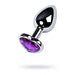 Silver Metal Anal Plug w Purple Heart Amethyst Crystal Small