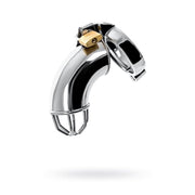 Metal Cock Cage w Rings and Lock, 13cm, Silver