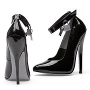 Ellie Shoes Fetish Pump with Lock and Key, 6", Black