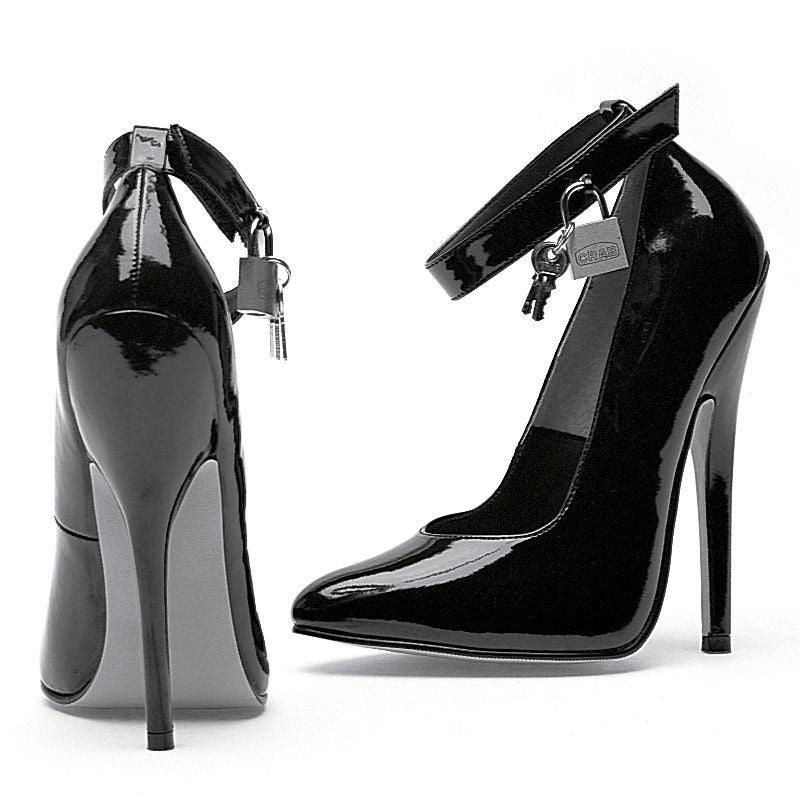 Ellie Shoes Fetish Pump with Lock and Key, 6", Black
