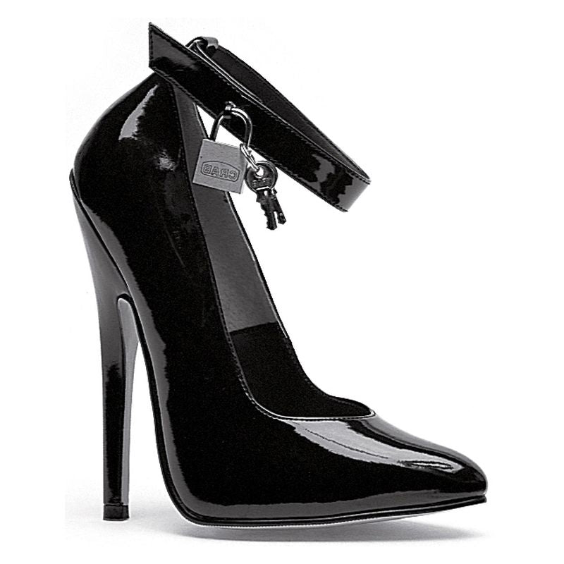 Ellie Shoes Fetish Pump with Lock and Key, 6", Black