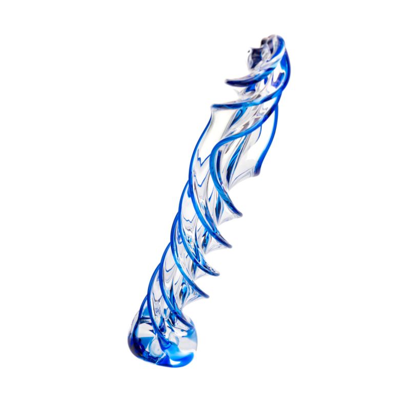 Sexus Glass Dildo Blue Helix, 18.7cm, Clear