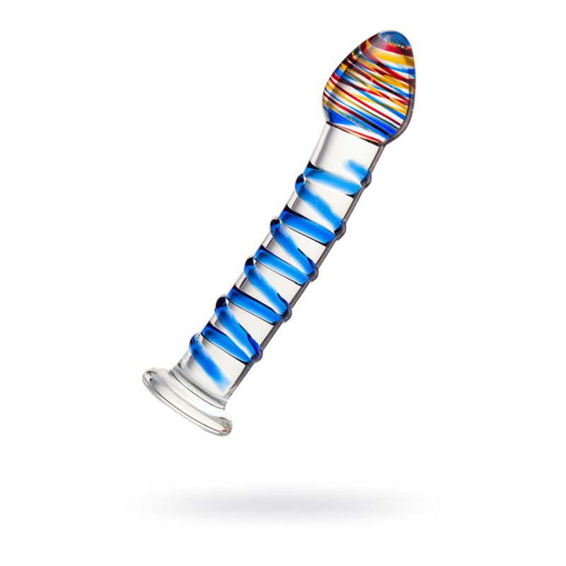 Sexus Glass Dildo, Blue Swirls,  18cm